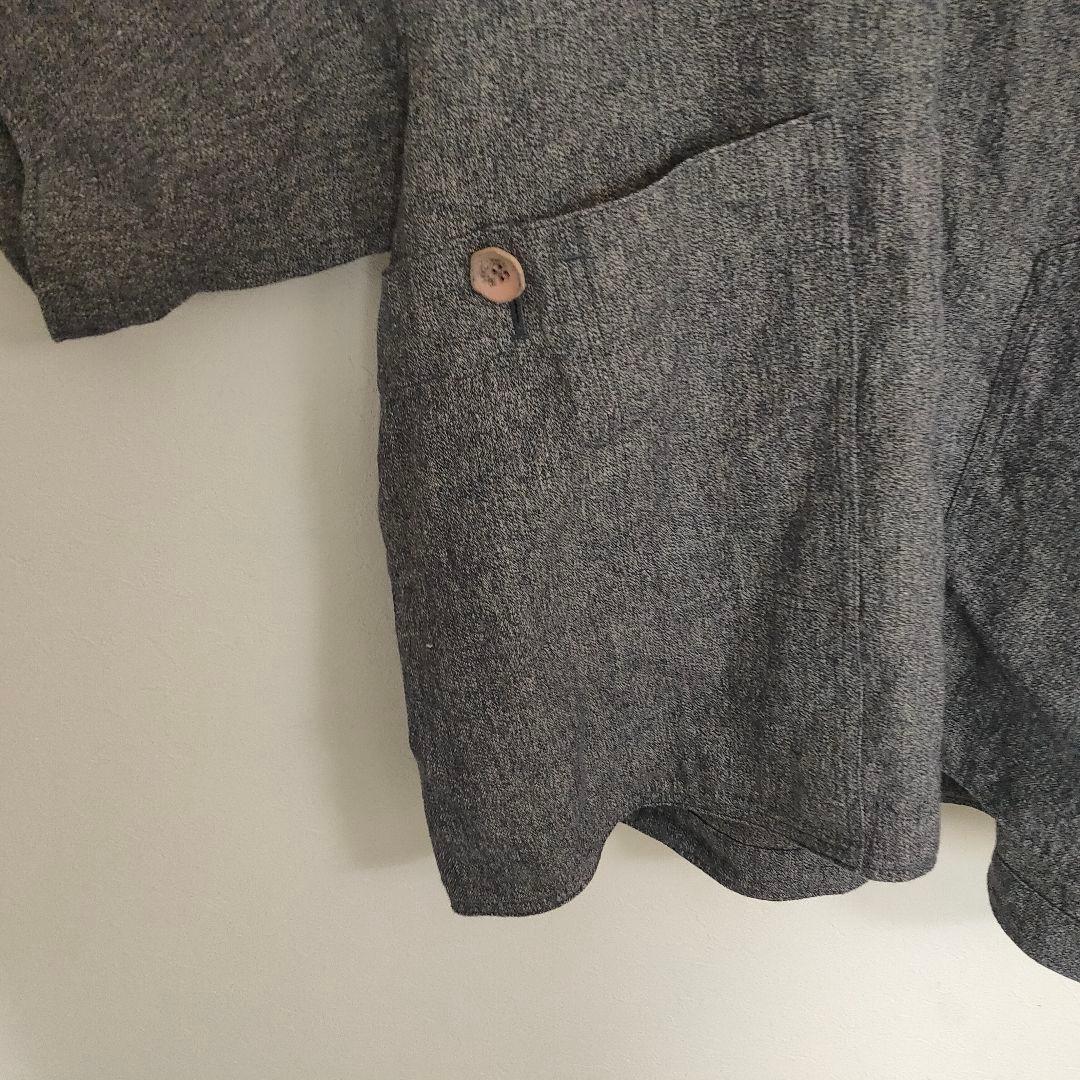 amachi. グレー 五分袖 七分袖 チュニック リネン プルオーバー