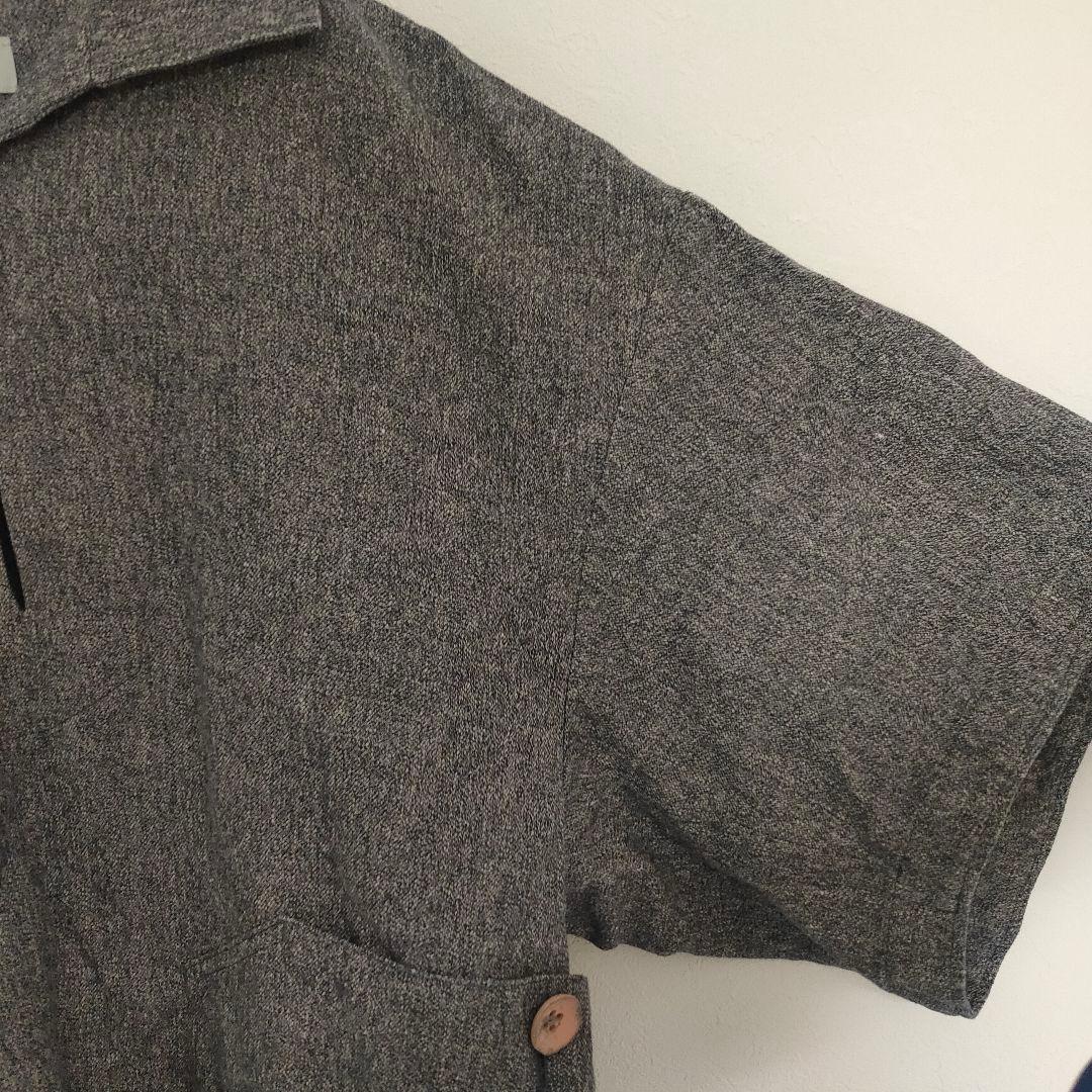 amachi. グレー 五分袖 七分袖 チュニック リネン プルオーバー