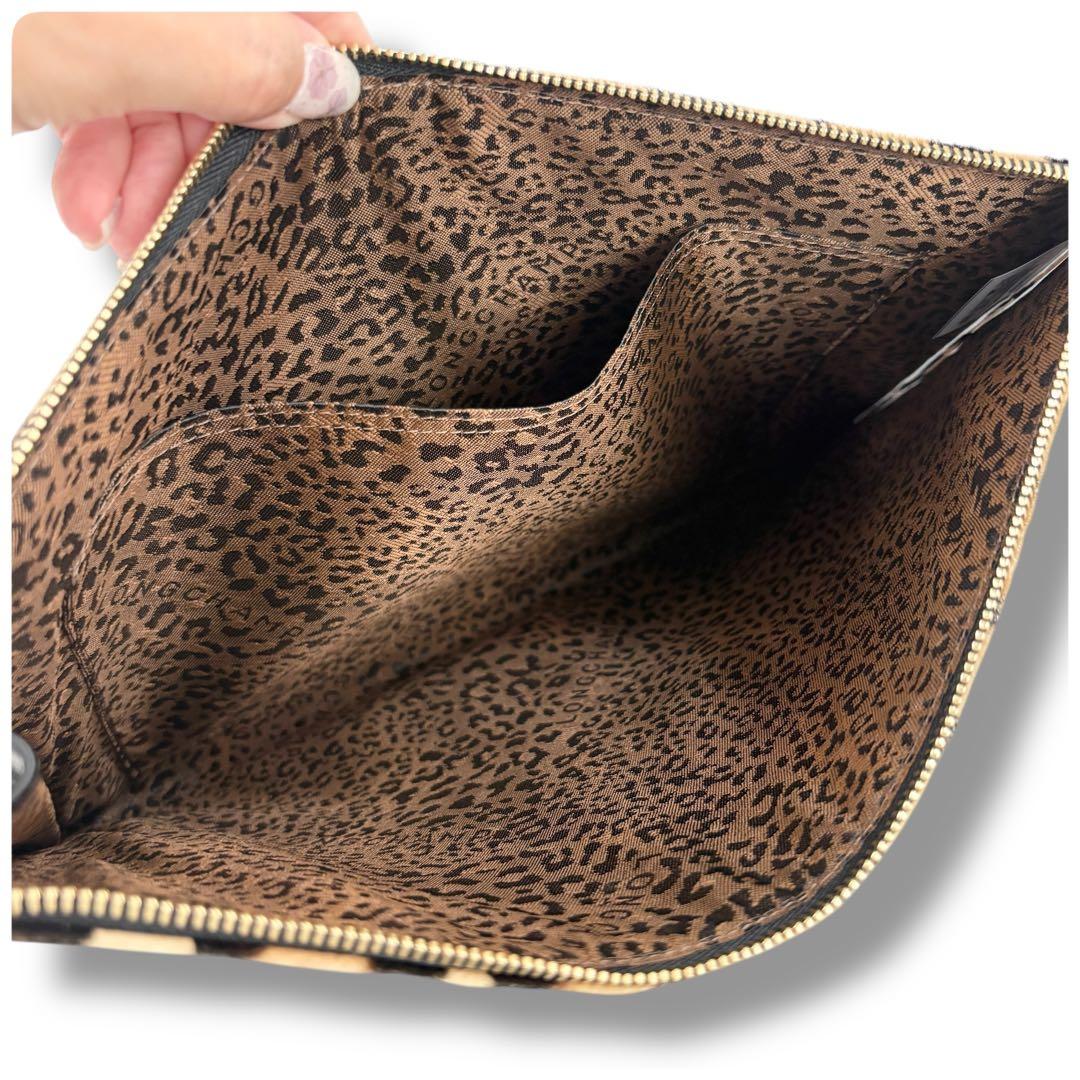 LONGCHAMP ロンシャン レオパード柄 ハラコ レザー クラッチ バッグ