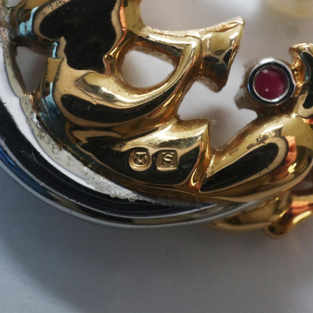 ミキモト ペンダント ネックレス　シルバー　パール　月　色石 三日月