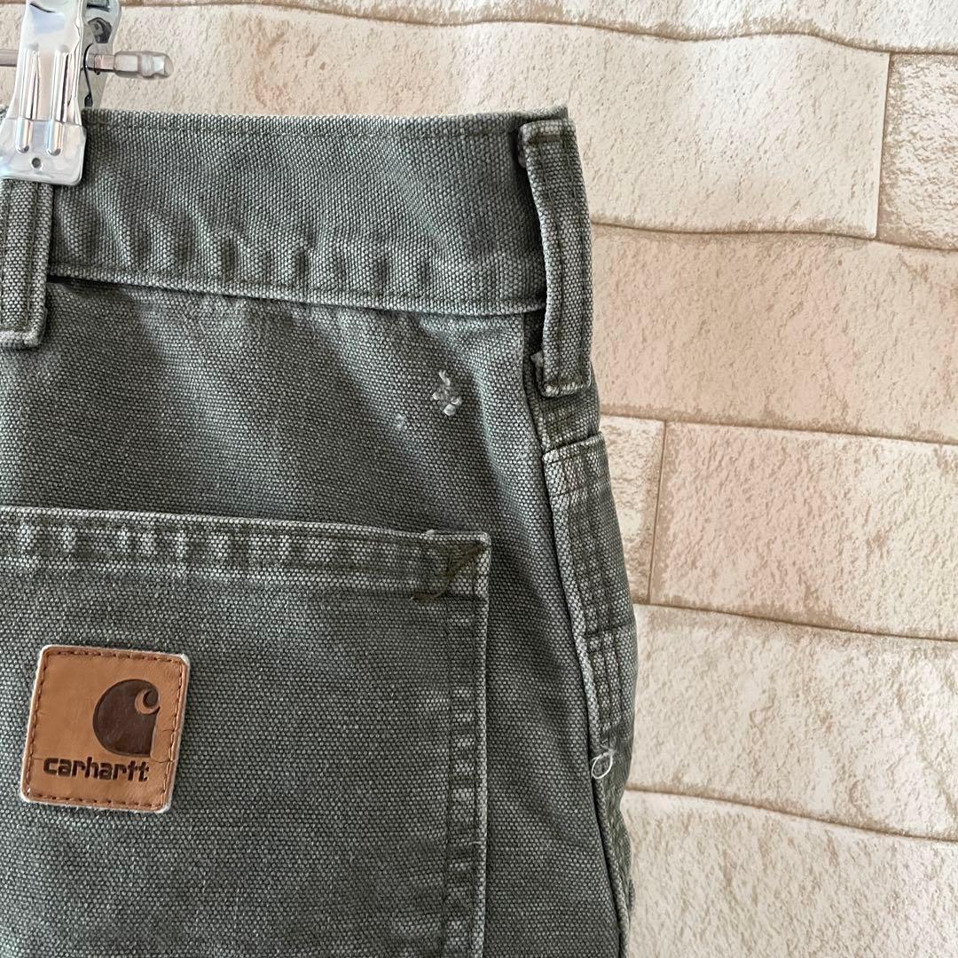 カーハート ペインターパンツ ダック地 革パッチ カーキ 42×32
