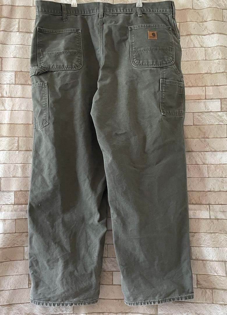 カーハート ペインターパンツ ダック地 革パッチ カーキ 42×32