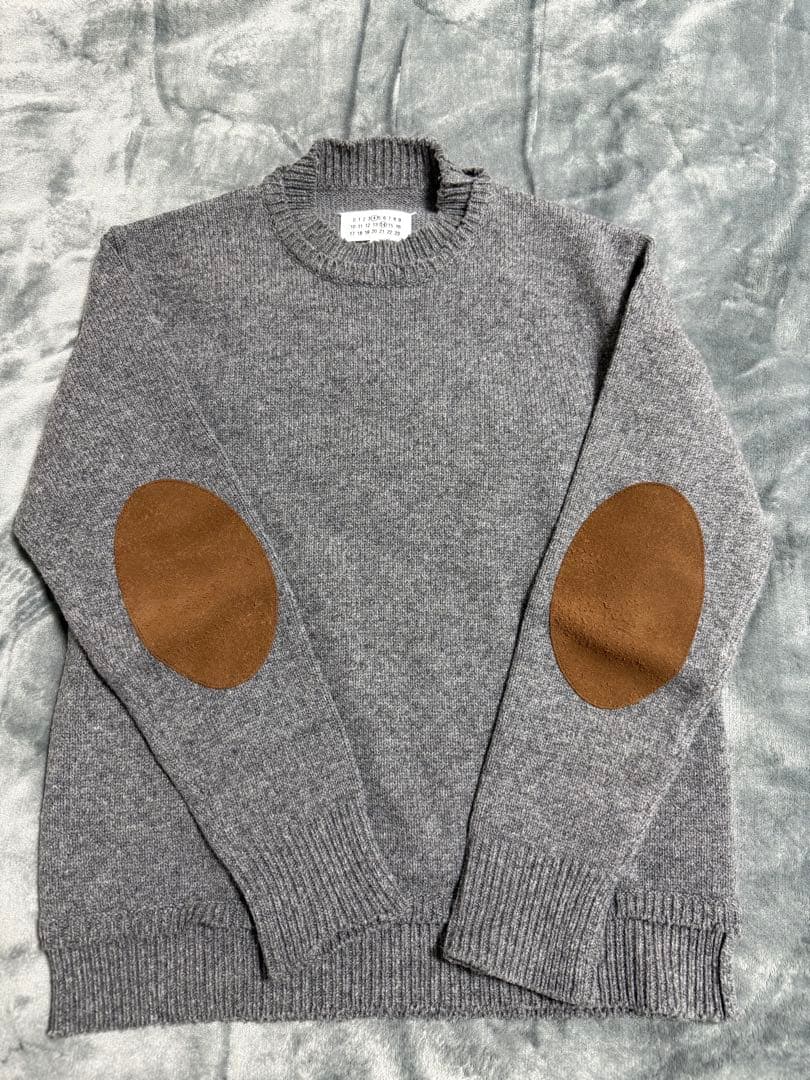 バ*ナ様 Maison Margiela　エルボーパッチ付きニット　グレー マル