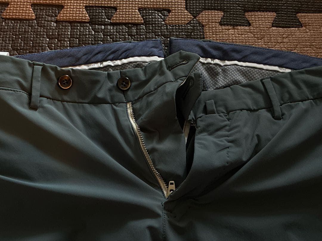 【新品】PT01 スーパースリムフィット モスブルー テックチノパン 48