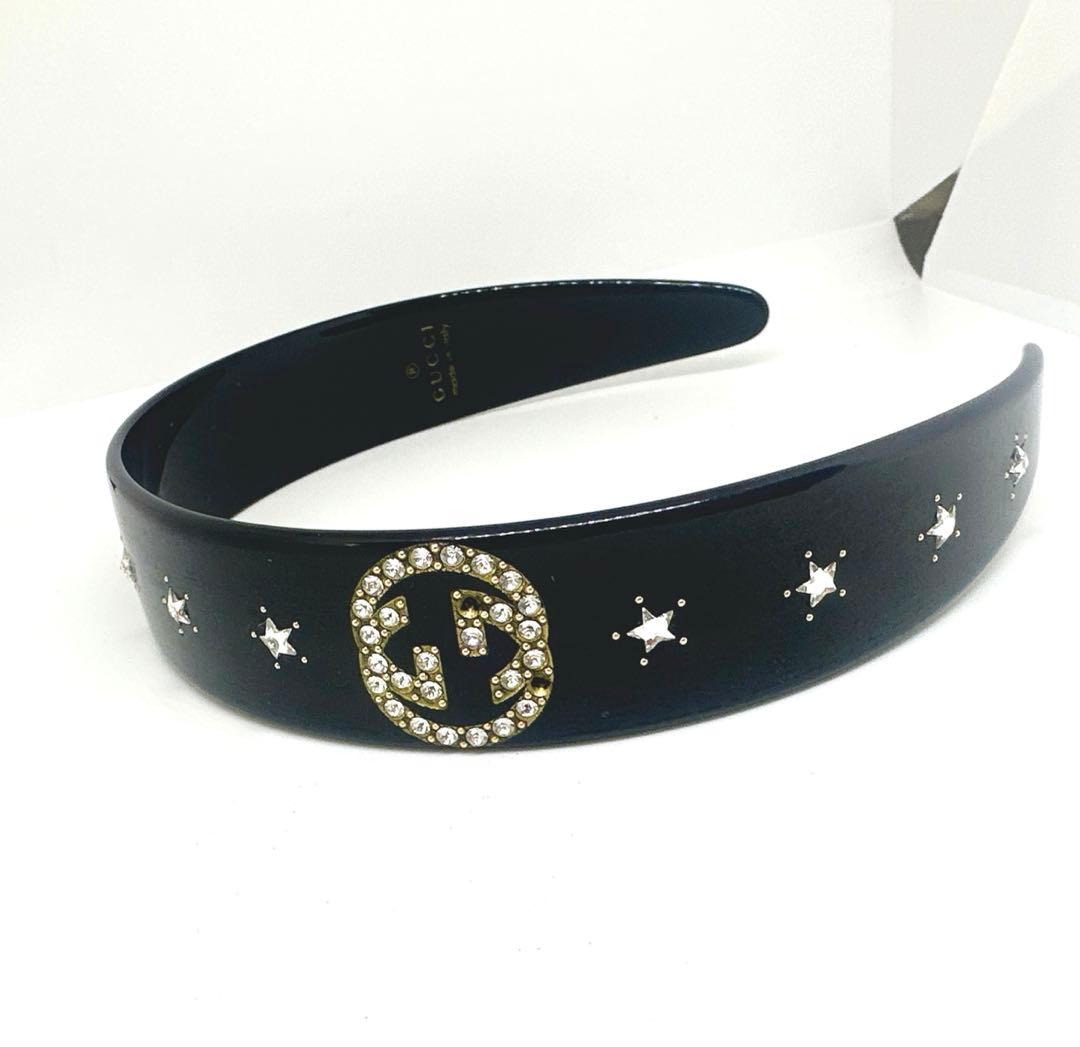 GUCCI カチューシャ　クリスタル　インターロッキングGヘアバンド　グッチ