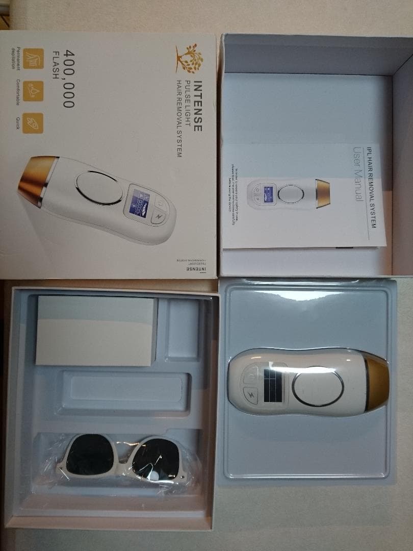 剛毛にも 出力36W強力！！ IPL光脱毛器 永久脱毛 40万発 5段階