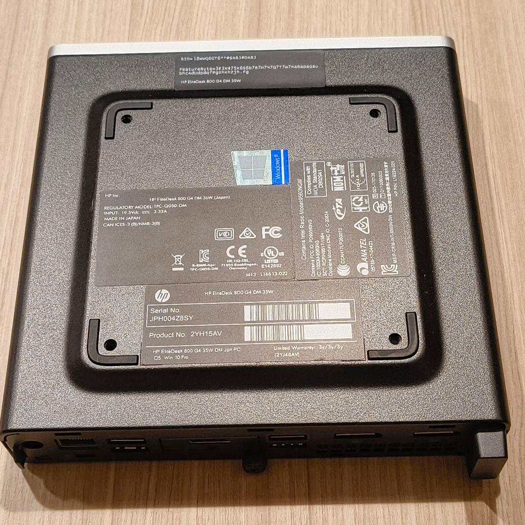 ミニPC HP EliteDesk800G4 i5 8500T 8GB Wifi