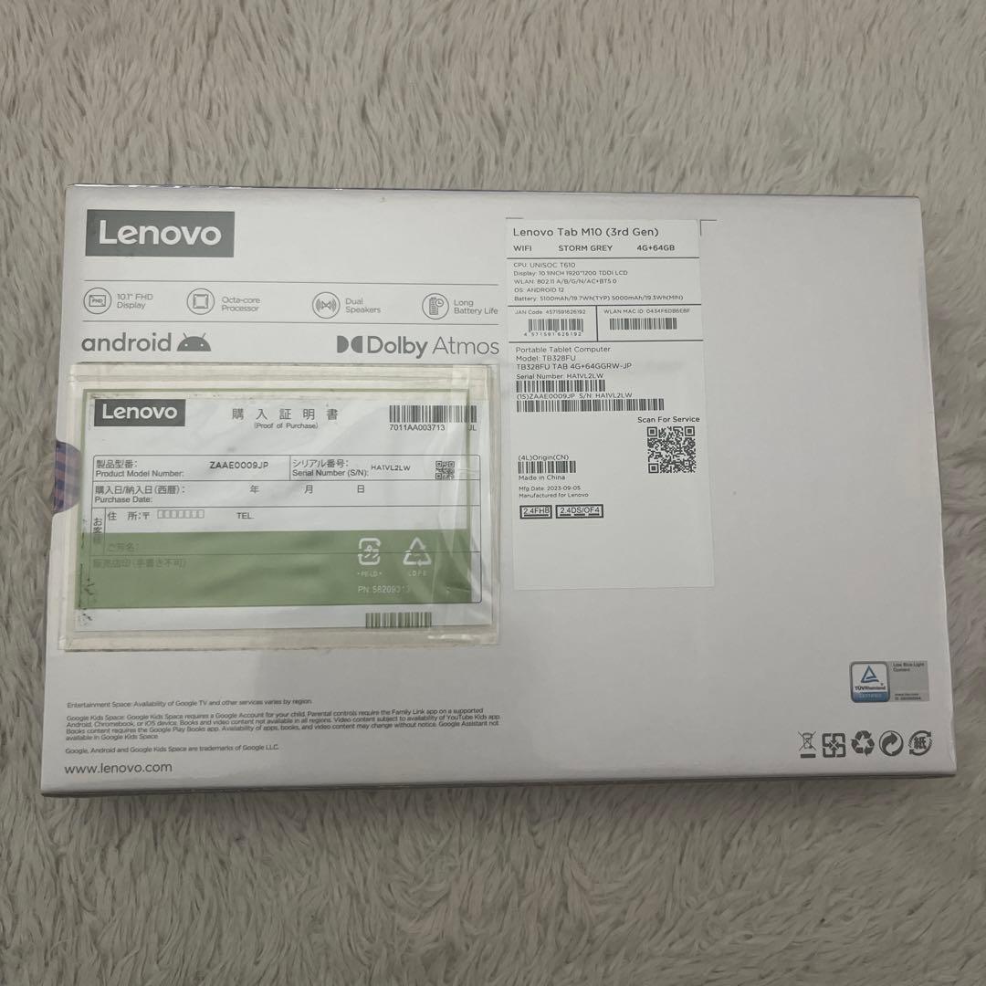 Lenovo Tab10 （3rd Gen4G +64GB STORM GREY