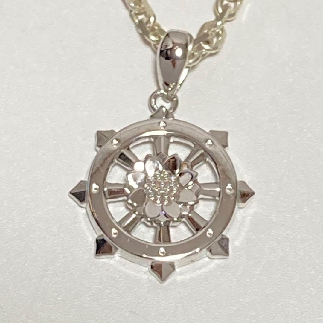 新品 真如苑 真言宗総本山伝燈苑 仏法輪 シルバー 純銀 ネックレス トップ