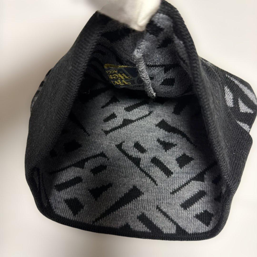 ☆Vivienne Westwood☆ニット帽／ビーニー☆黒×グレー☆ほぼ新品☆