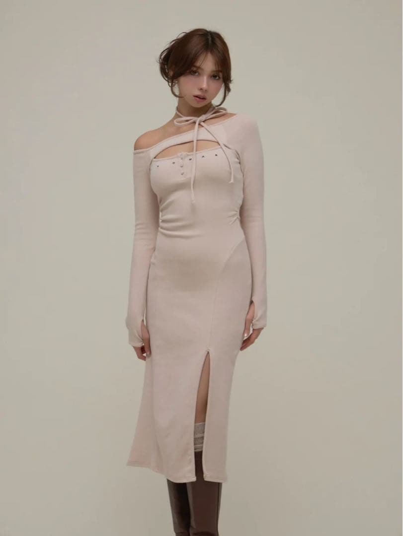 ワンピース andmary Laia oneshoulder dress pink
