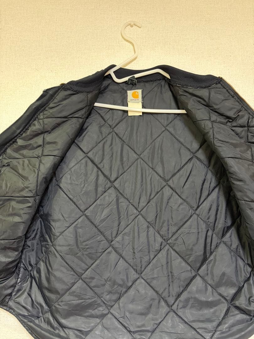 古着 USA製 カーハート ダックベスト ジャケット 腰ゴム　ネイビー　ブラック