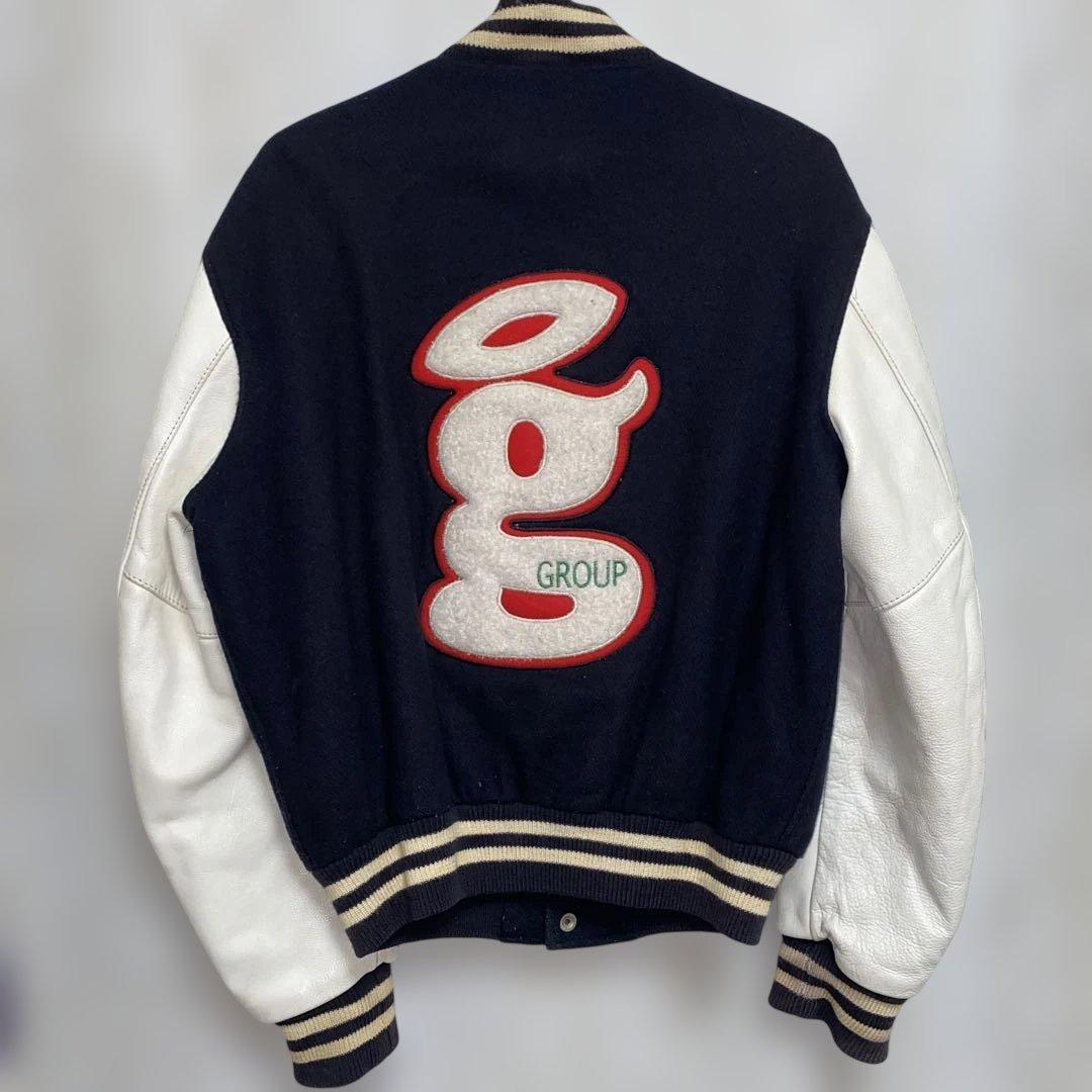 90s ゴールデンベア Golden Bear 袖レザー　スタジャン　M