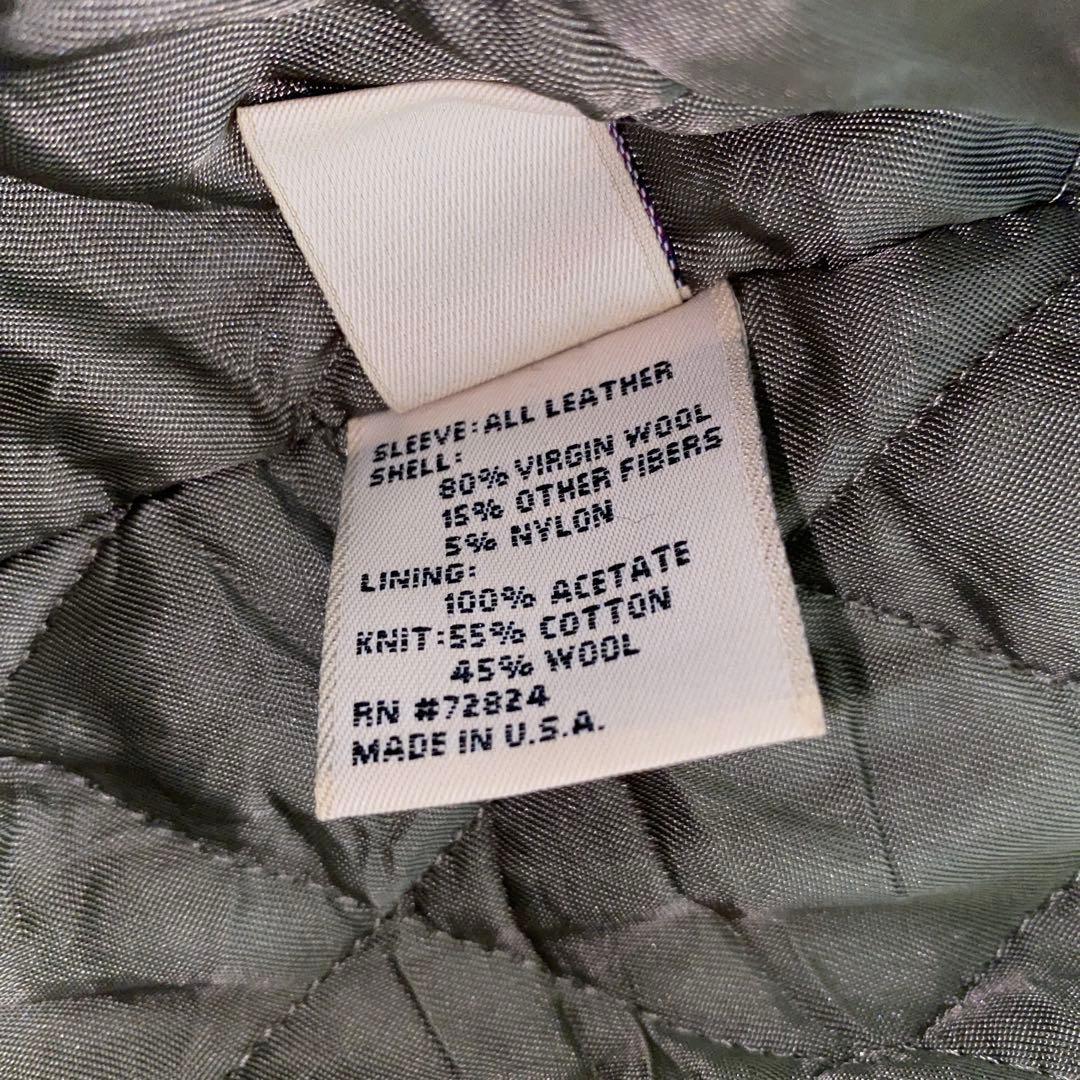 90s ゴールデンベア Golden Bear 袖レザー　スタジャン　M