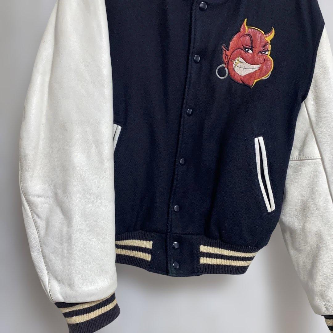 90s ゴールデンベア Golden Bear 袖レザー　スタジャン　M