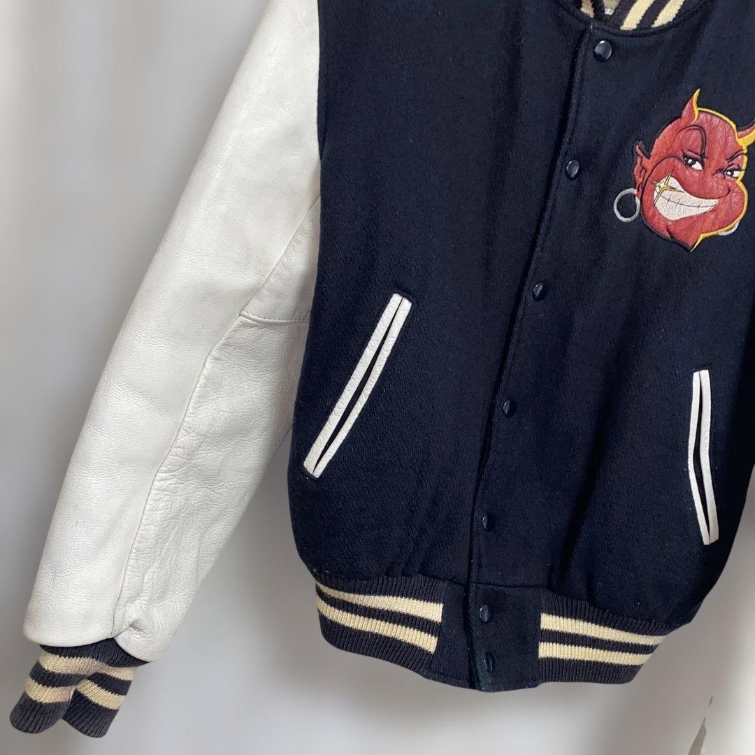 90s ゴールデンベア Golden Bear 袖レザー　スタジャン　M