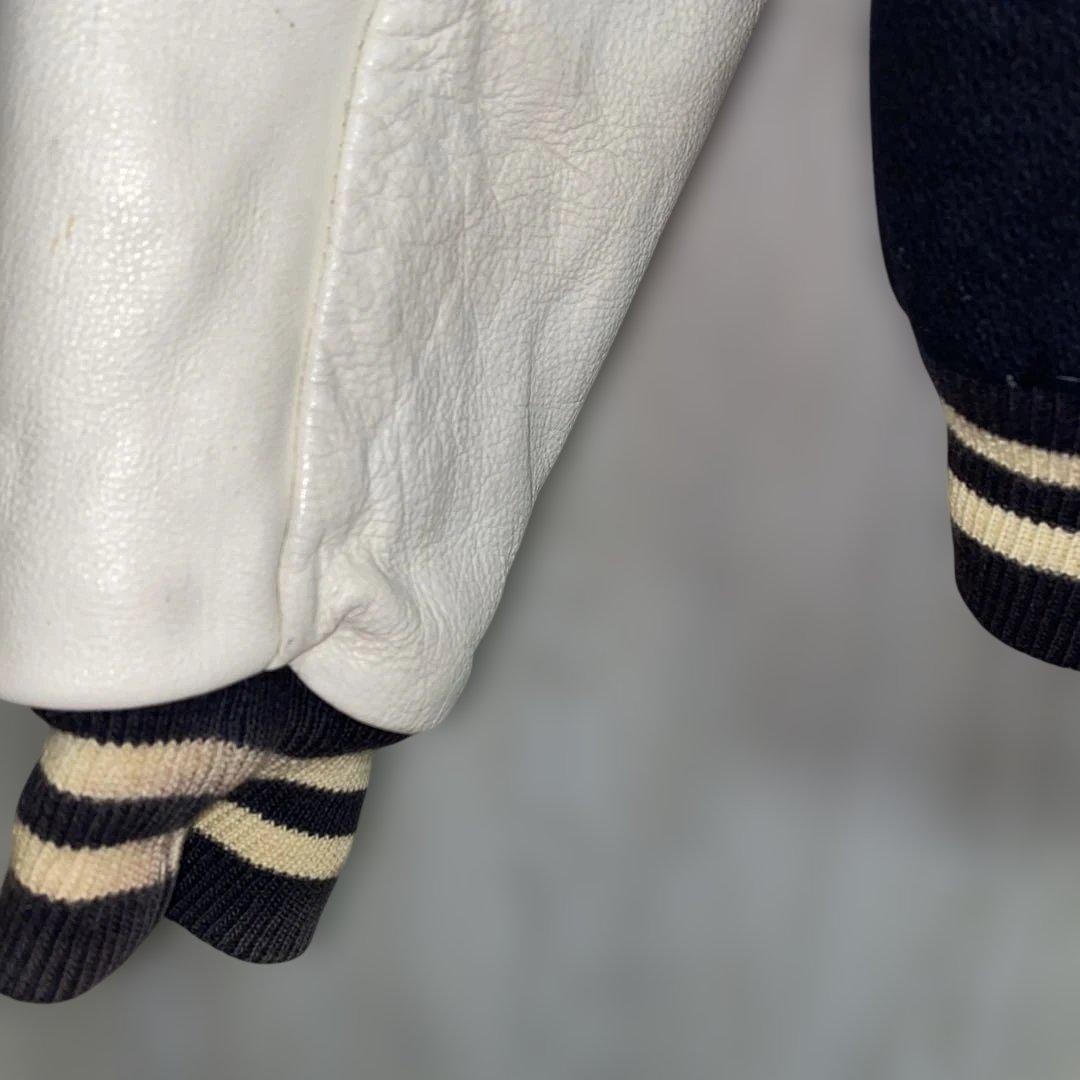 90s ゴールデンベア Golden Bear 袖レザー　スタジャン　M