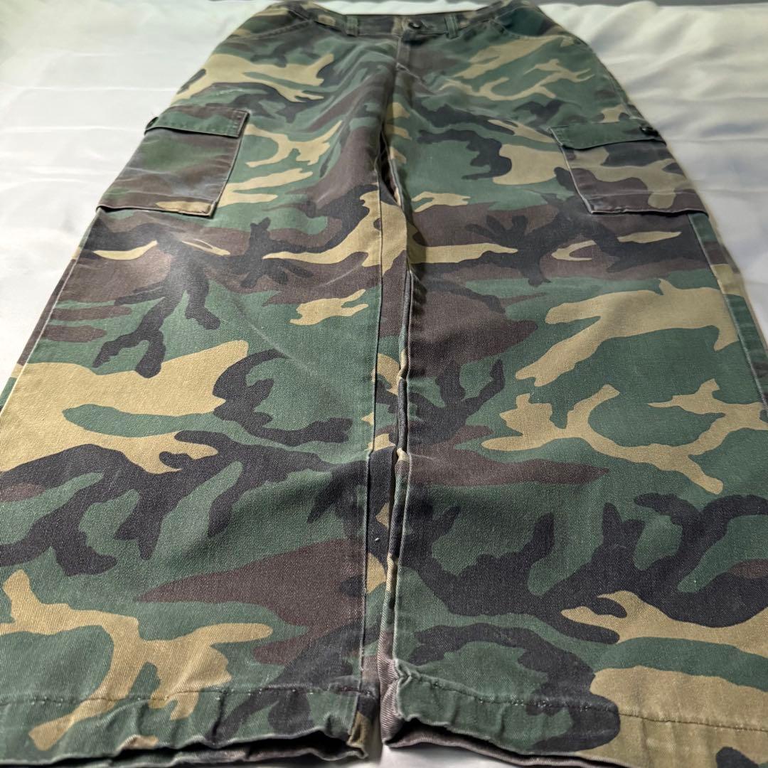 80s vintage USA製 カモ柄 フェード ワイド カーゴパンツ