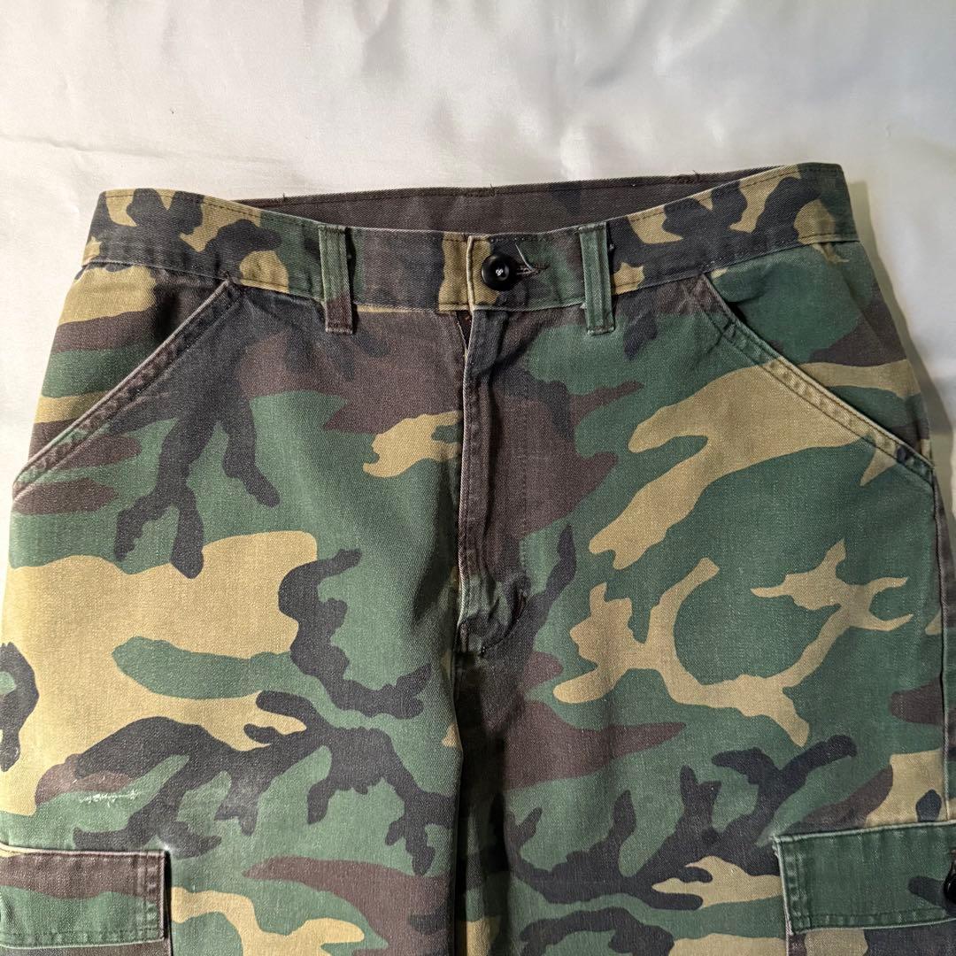 80s vintage USA製 カモ柄 フェード ワイド カーゴパンツ