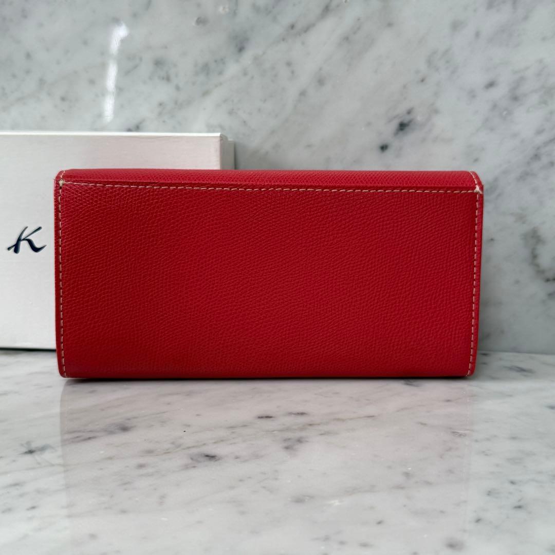 新品 未使用 kitamura キタムラ 本革 レザー 長財布 赤 ステッチ