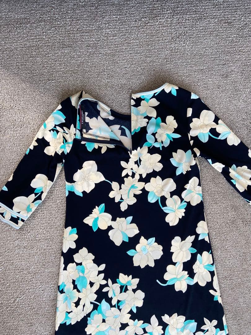 LEONARD レオナール　７部袖ワンピース　　サイズ36 ベルト付き　SALE