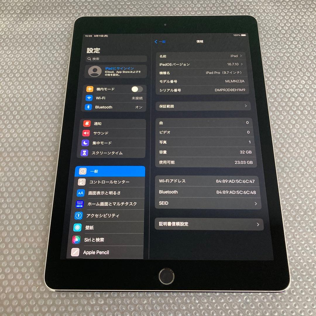 2455【早い者勝ち】美品☆電池最良好☆iPad Pro 32GB 9.7インチ