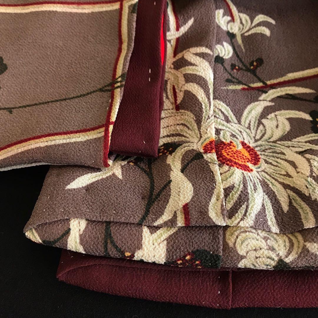 ＊ 市松人形 15号 縮緬 アンティーク 着物 帯 ＊ 菊