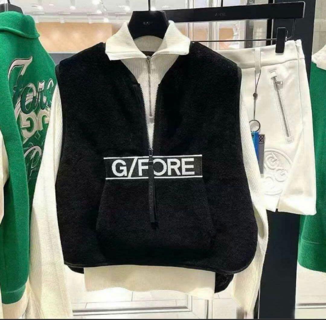 G/FORE ジップアップベスト ブラック ホワイト