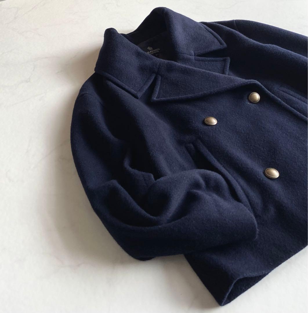 BRAHMIN ビッグカラー ダブル Pコート 金ボタン ネイビー サイズ38