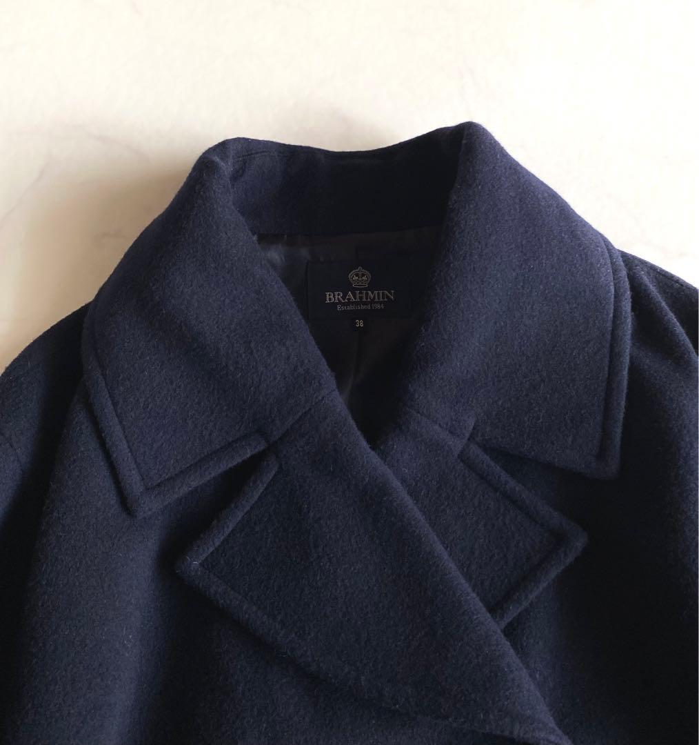 BRAHMIN ビッグカラー ダブル Pコート 金ボタン ネイビー サイズ38