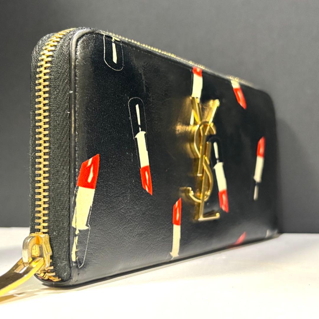 極希少　イヴサンローラン　リップ柄　長財布　限定モデル　ラウンドファスナー　黒