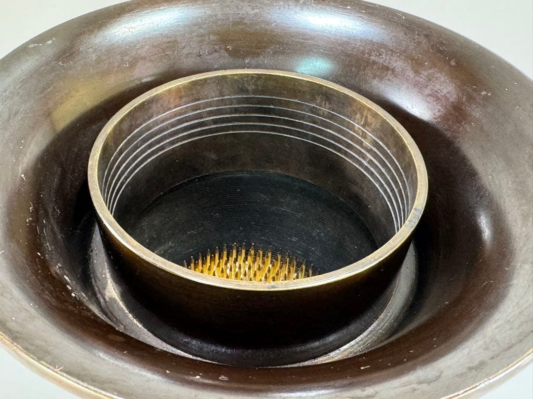 いけばな池坊　松月堂古流　伝統生け花　銅花器　花瓶　剣山た付き