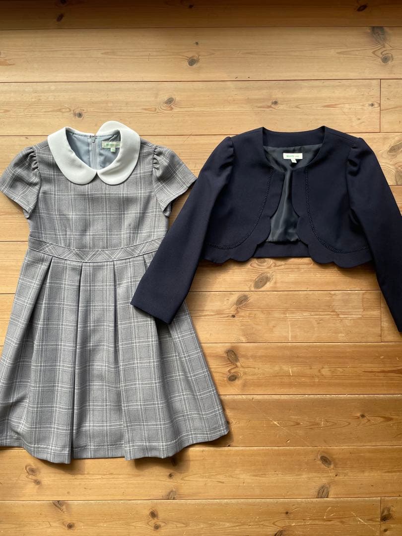 beams mini ネイビー　グレー　120cm セレモニー　ワンピース