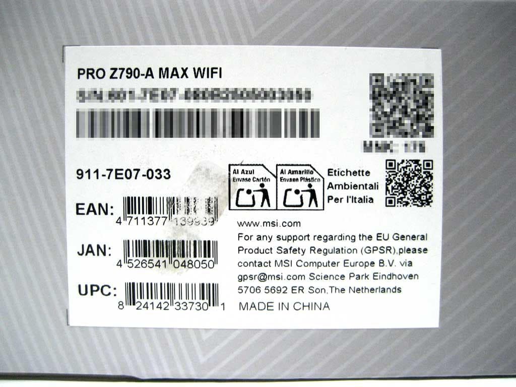新品 MSI PRO Z790-A MAX WIFI DDR5 LGA1700