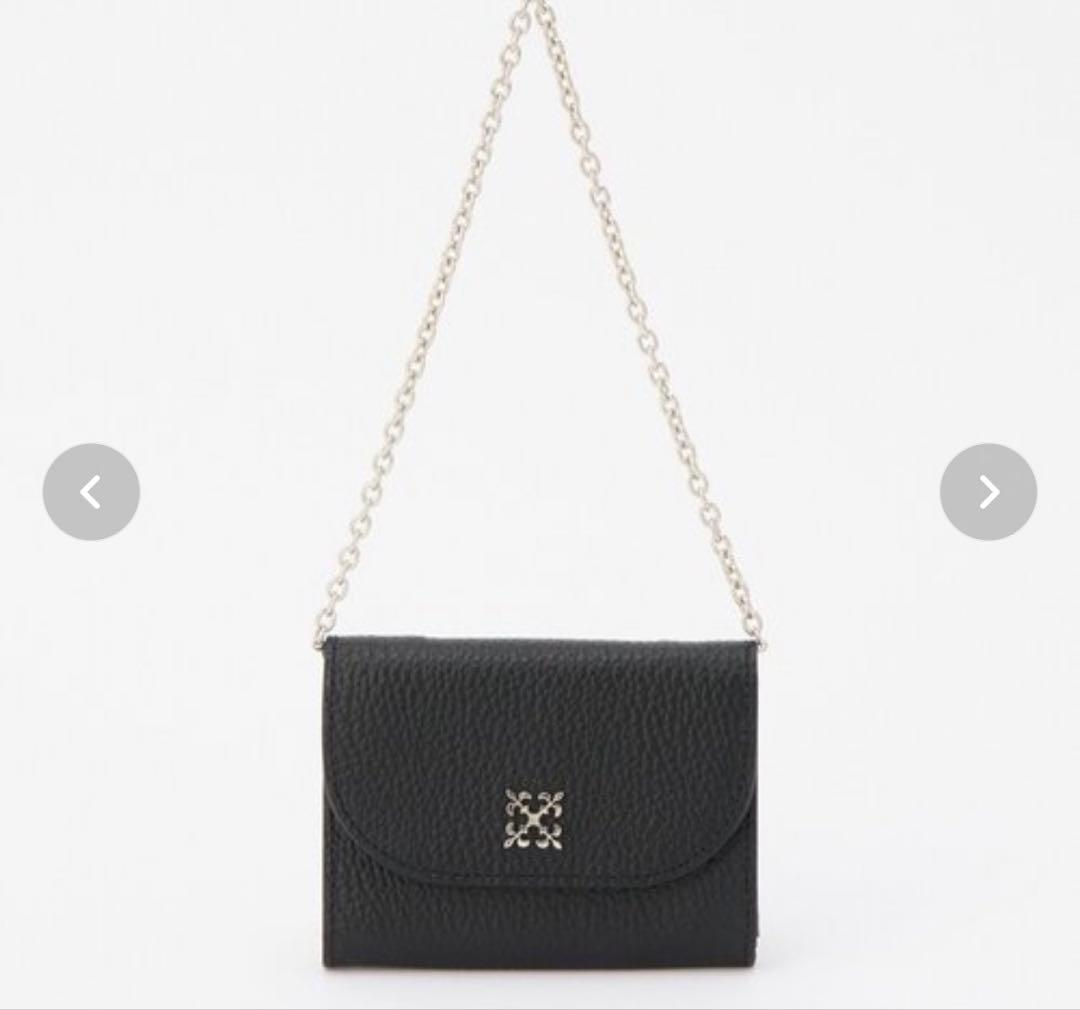 新品 russet チェーンミニウォレット 黒 レザー 財布 日本製