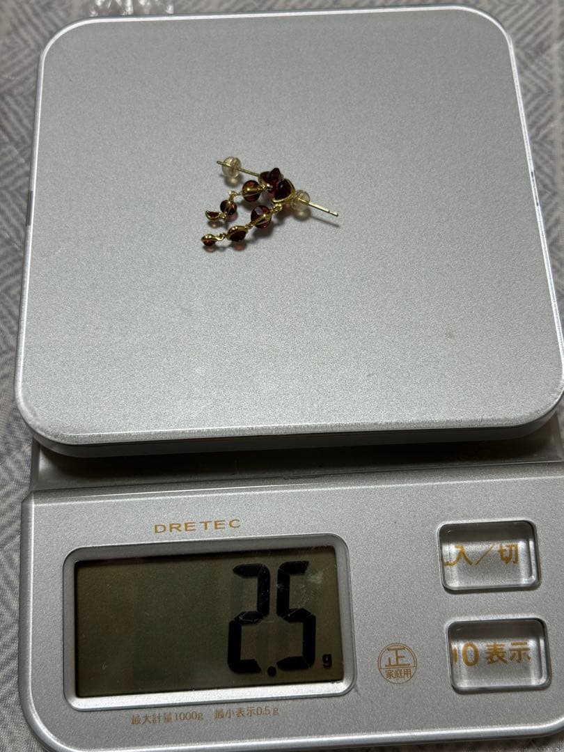 K18 天然ガーネットネックレスとピアスセット