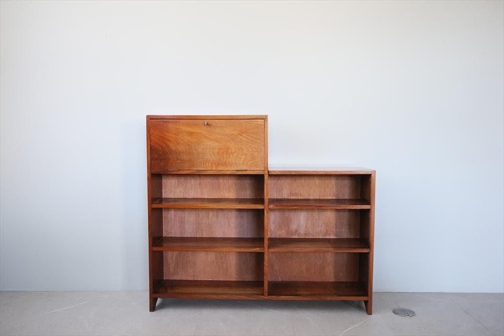 英国アンティーク本棚付きビューロー/収納机テーブル/飾り棚/収納棚(91-167