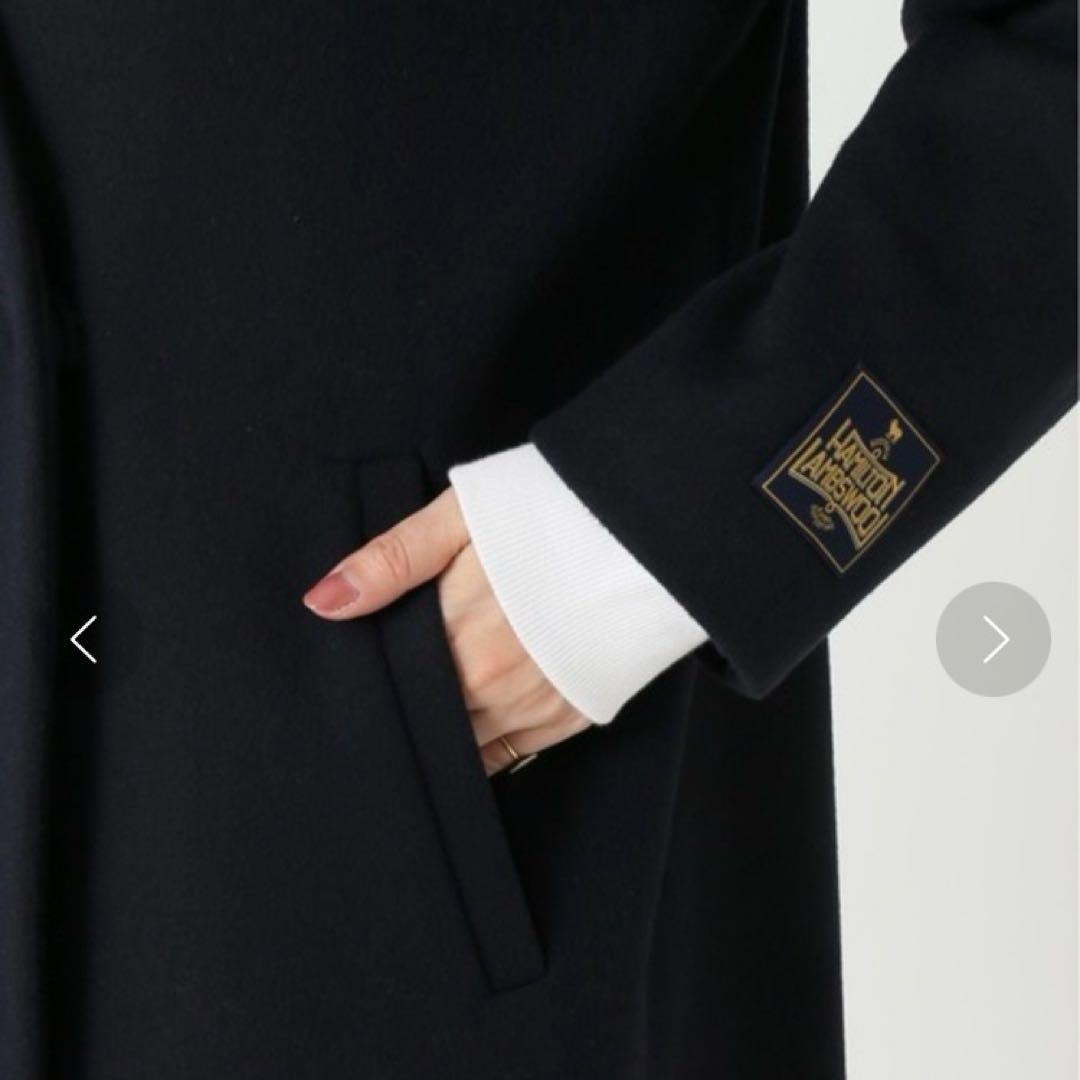 新品タグ付き　スピックアンドスパン　ハミルトンウールVカラーコート　ネイビー