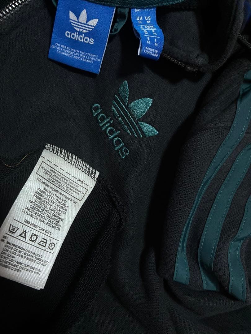 レア✴︎adidasトレフォイル刺繍Wジップ　ターコイズy2kグランジ平成ギャル