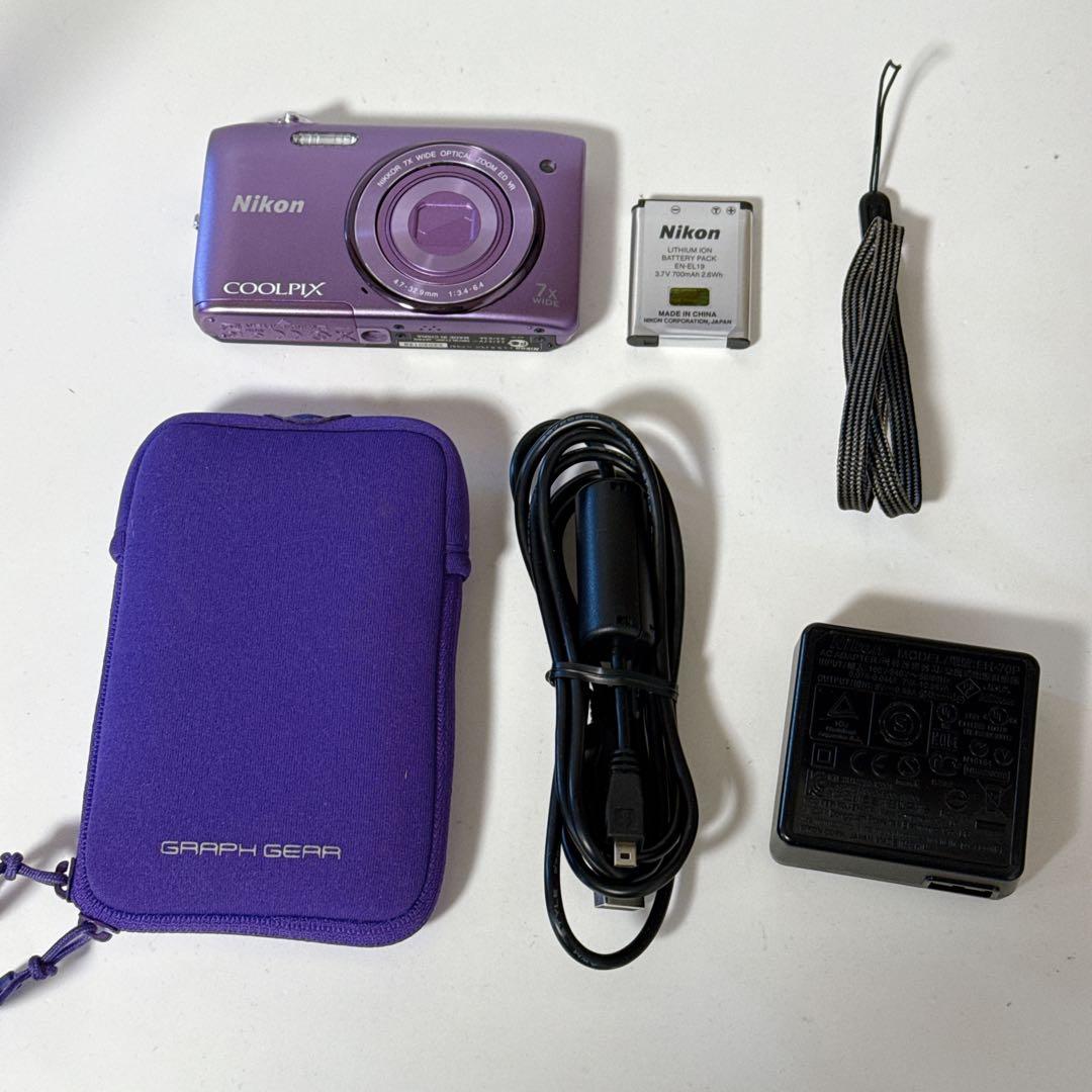 【美品】Nikon デジタルカメラ COOLPIX S3500 パープル