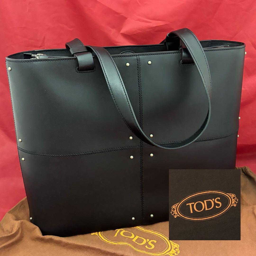 TOD'S☆ブラックレザー ビジネストートバッグ