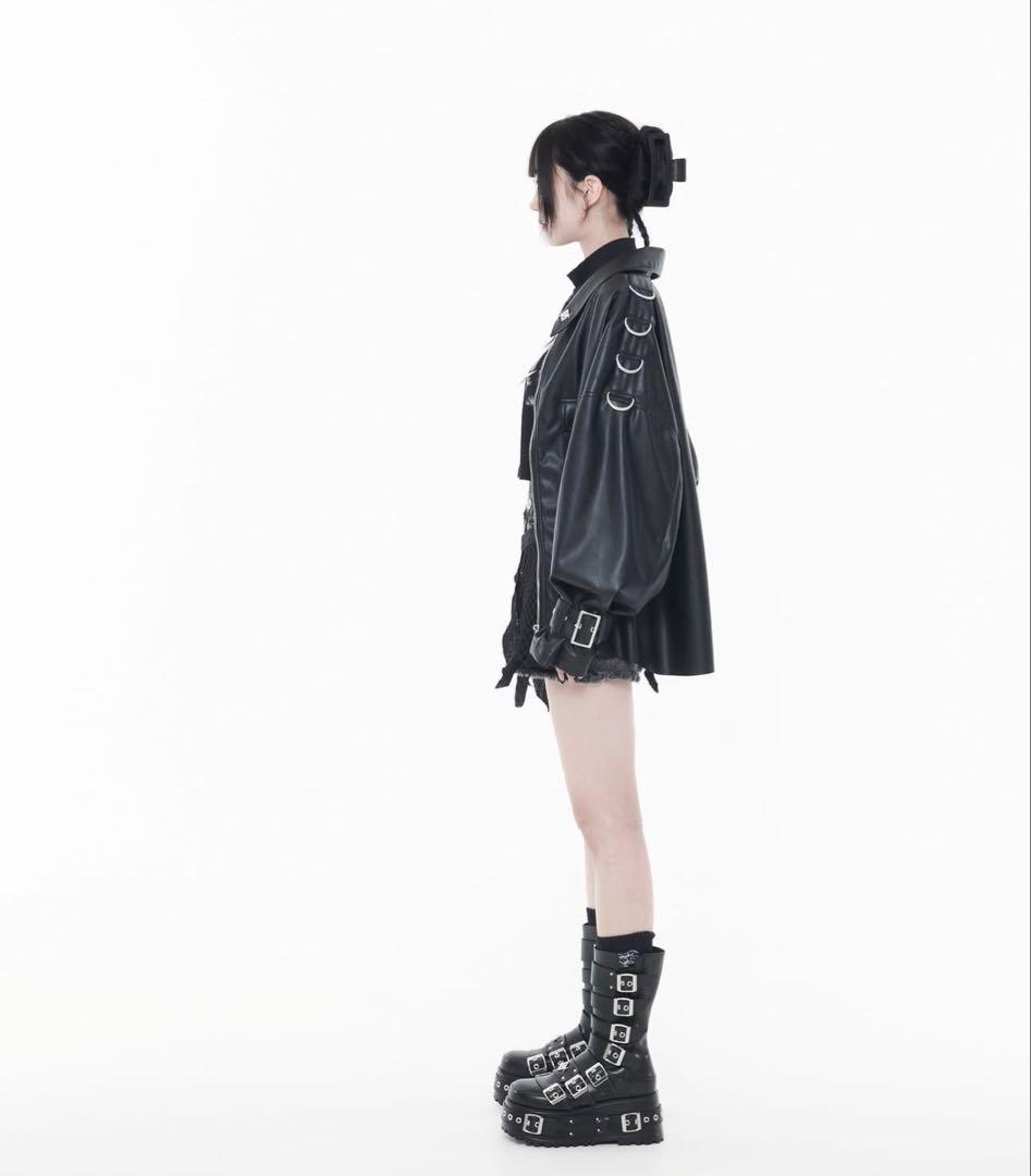 【REFLEM】synthetic leather blouson