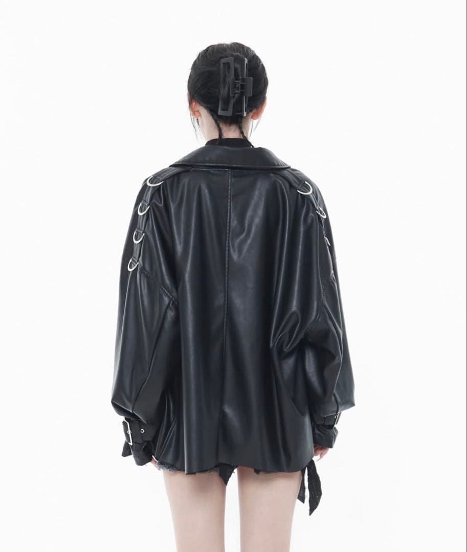 【REFLEM】synthetic leather blouson