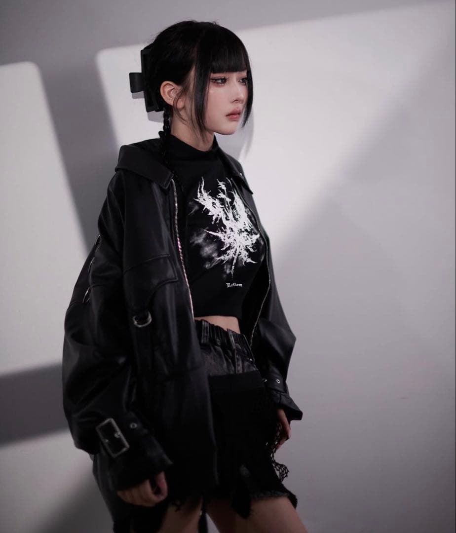 【REFLEM】synthetic leather blouson