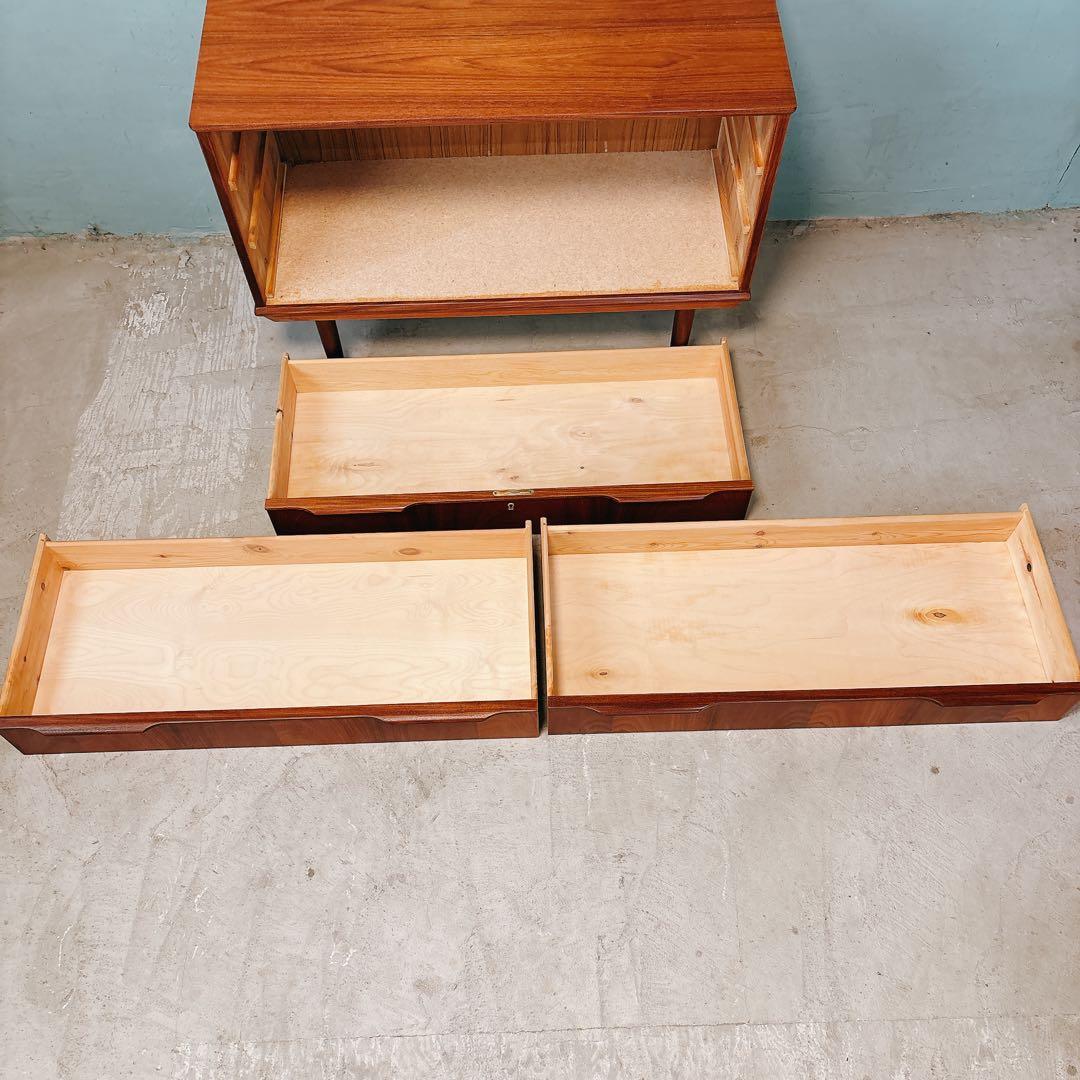 【招き猫】デンマーク　チーク材　三段チェスト　北欧家具　北欧ビンテージ