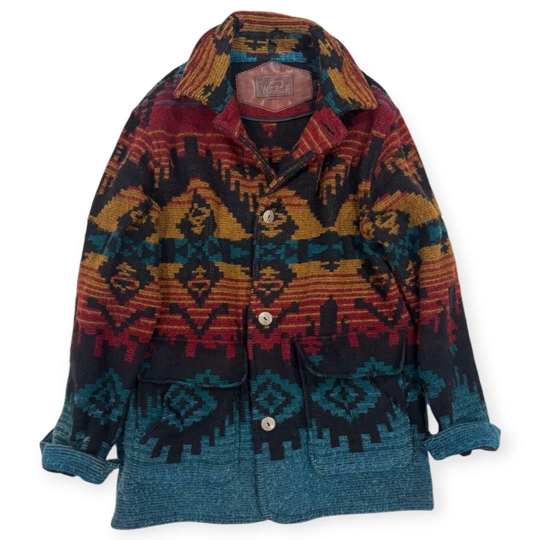 90s●USA製 ウールリッチ ネイティブ柄コート ヴィンテージ