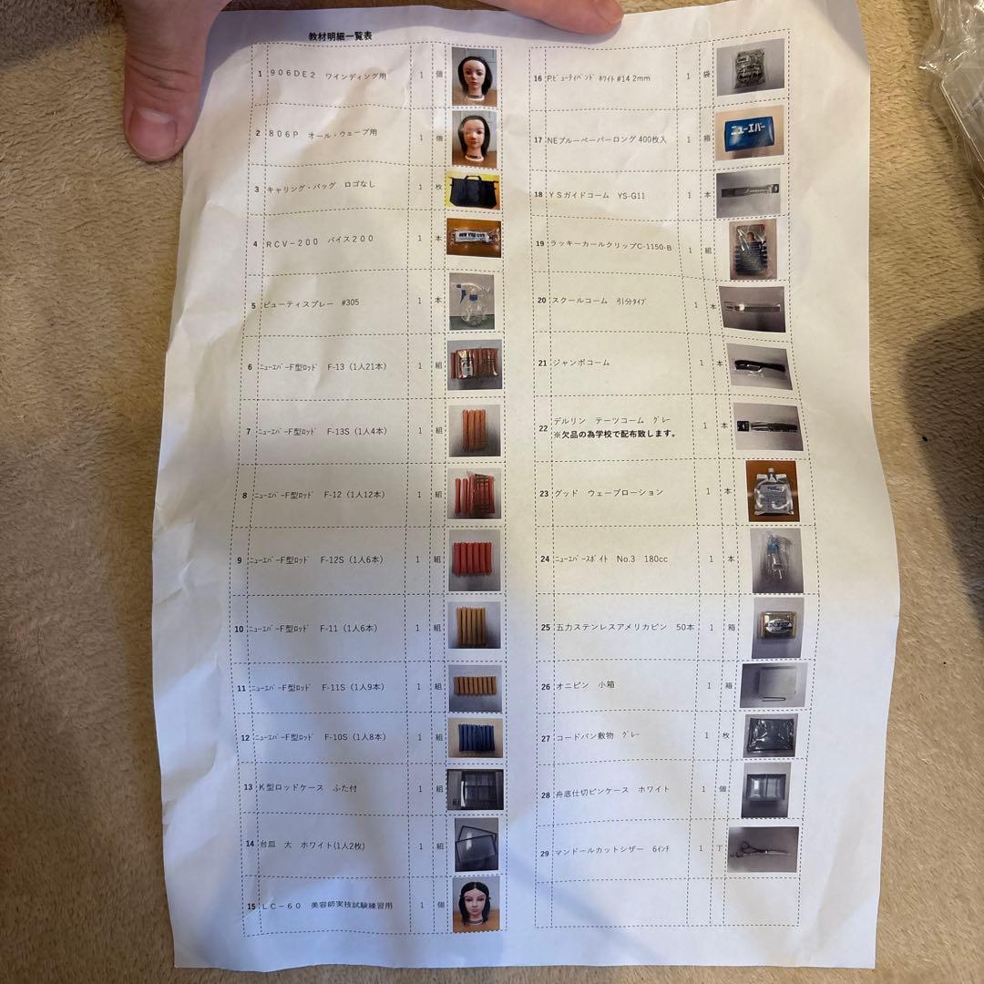 美容専門学校 教材一式 ＋予備品 ウィッグ4体
