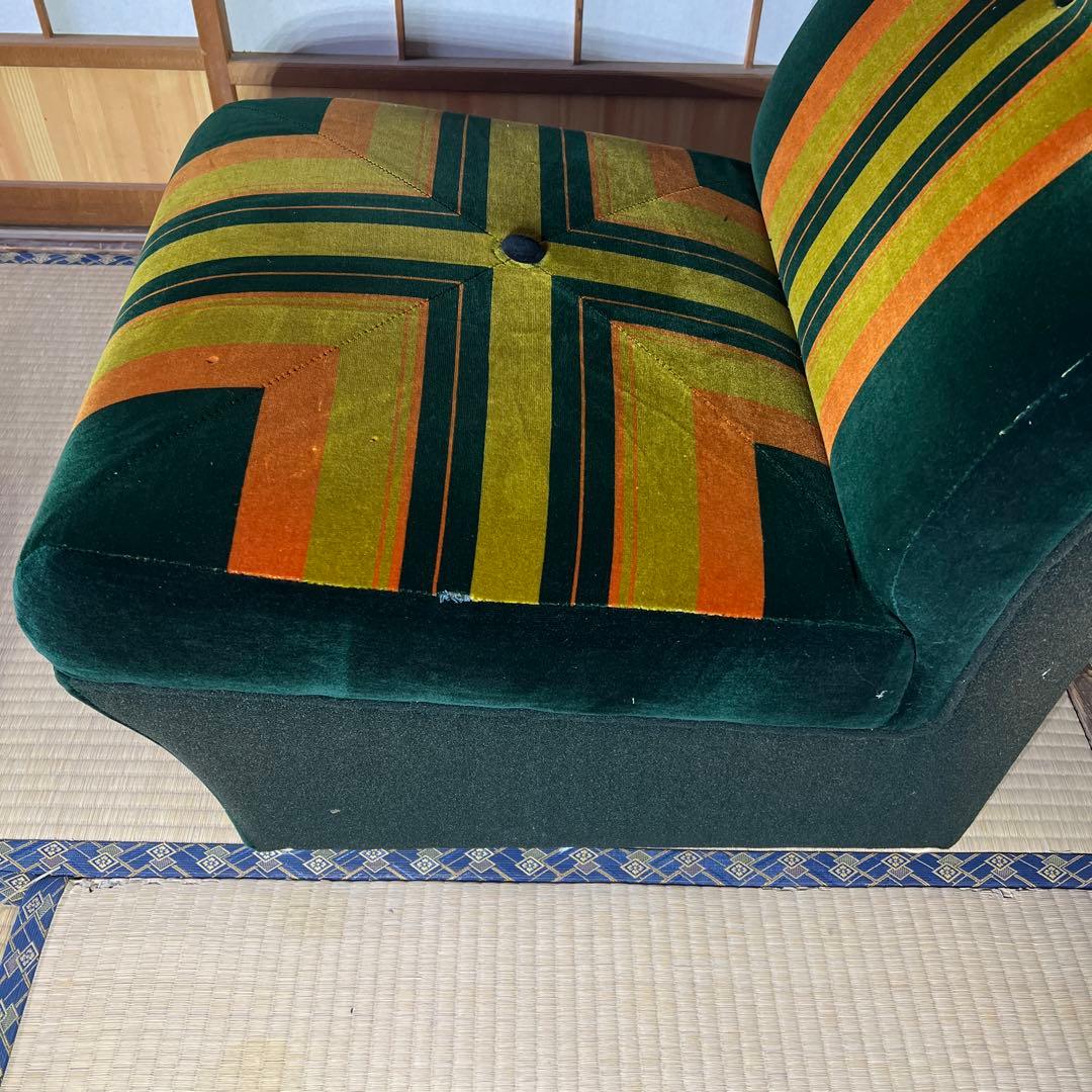 レトロ　モケット　1人掛けソファ