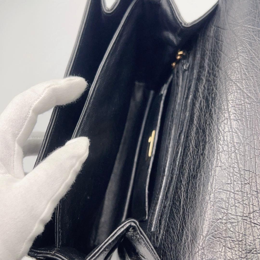 美品✨COMTESSE コンテス 2WEYショルダーバッグ　オーストリッチ　黒