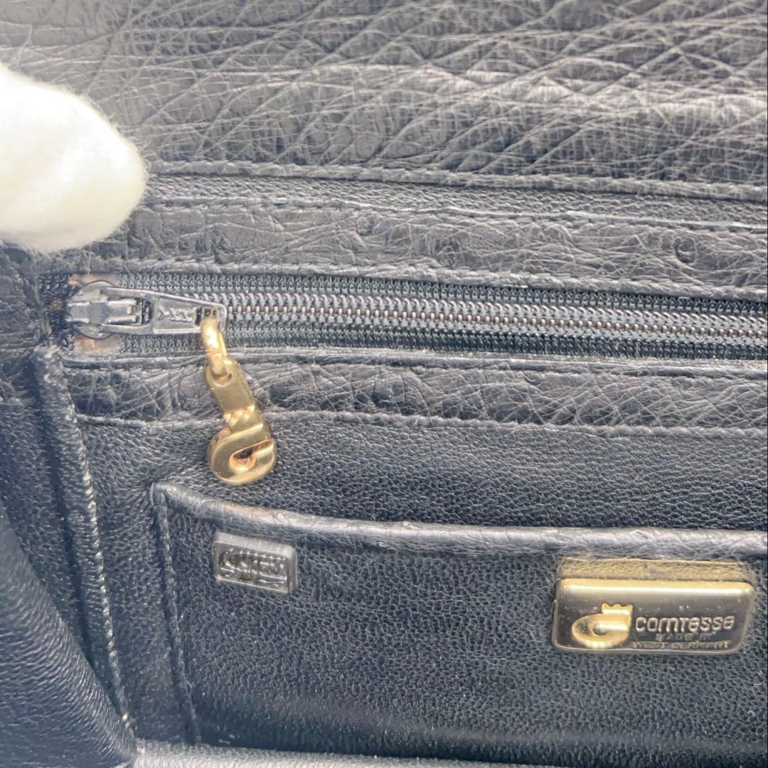 美品✨COMTESSE コンテス 2WEYショルダーバッグ　オーストリッチ　黒